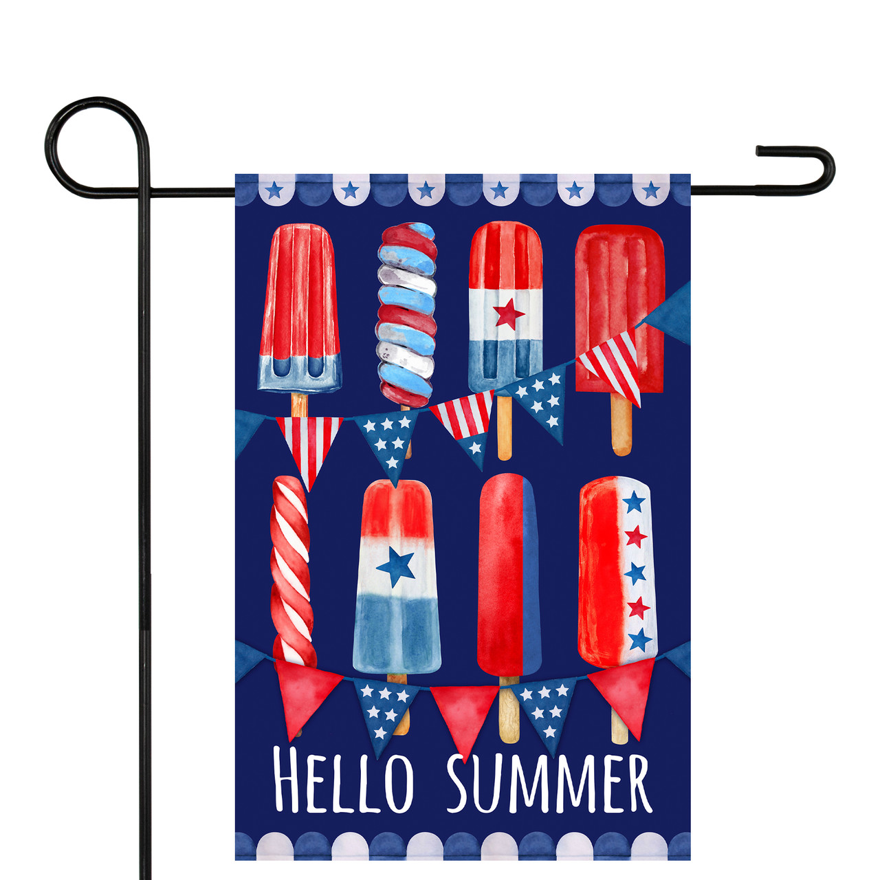 Hello Summer Popsicle Americana Garden Flag 18