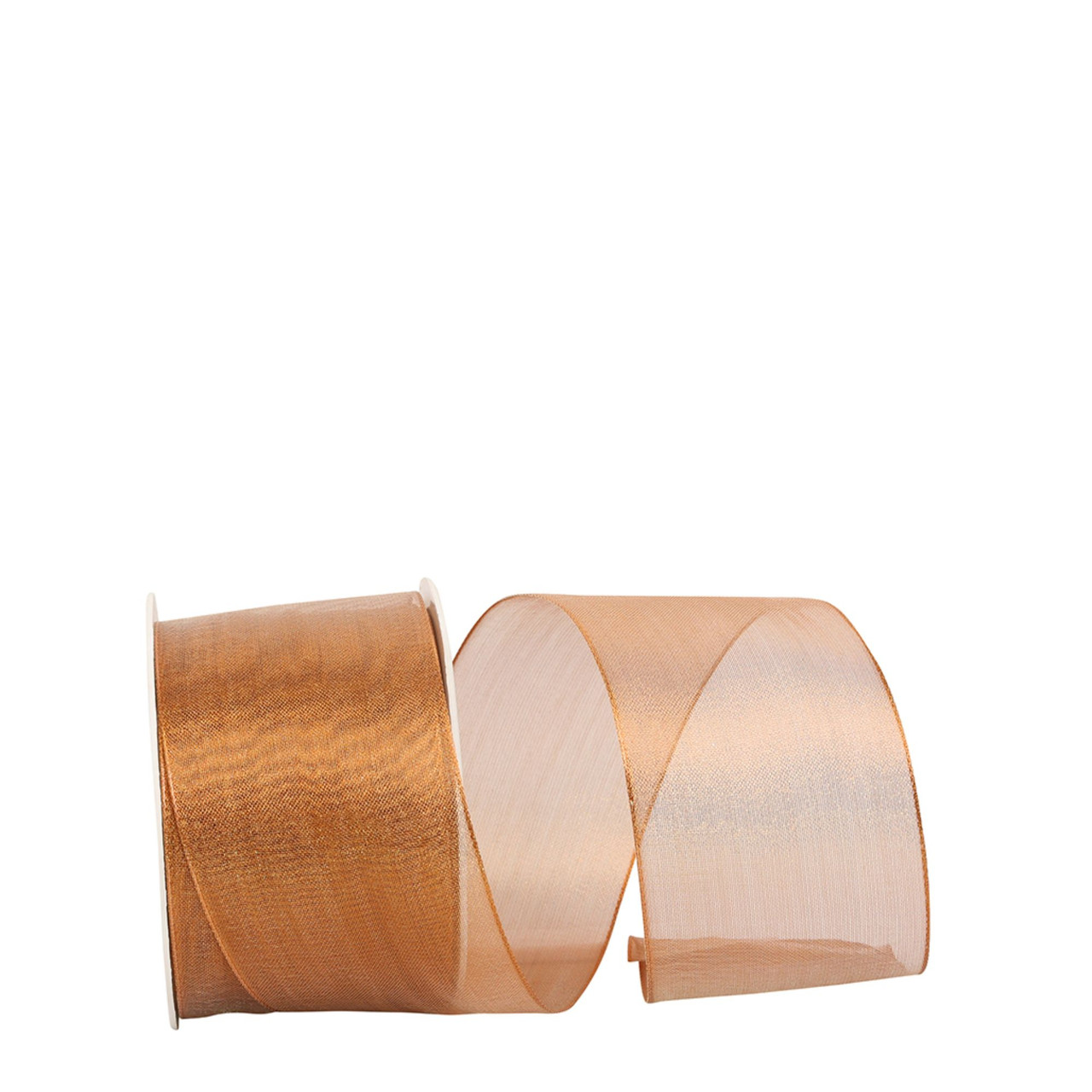 COPPER STRETCHABLE WIRED MESH RIBBON FOR BOWS - BY THE YARD