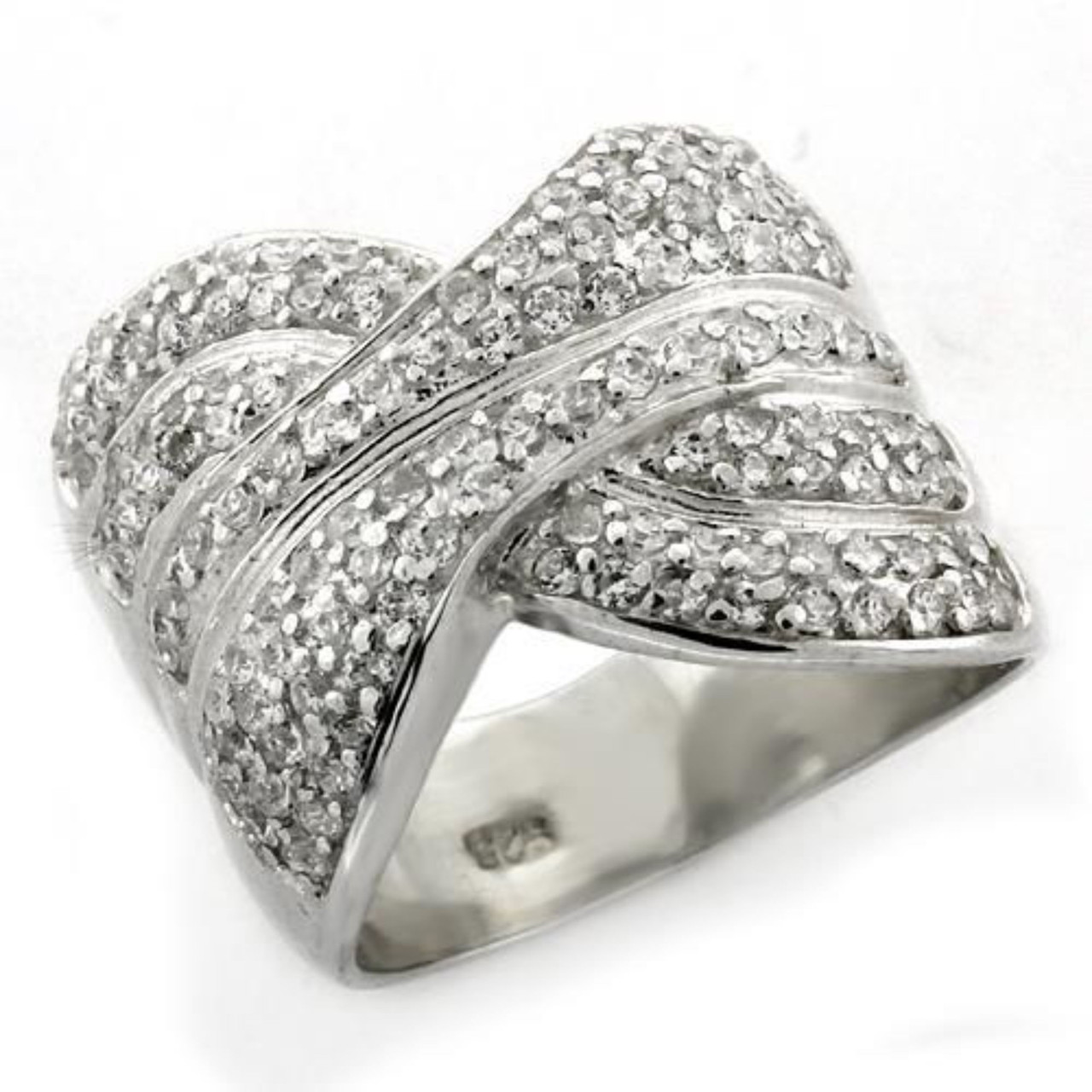 Sterling Silver Women's Ring with Round Cubic Zirconia Stones