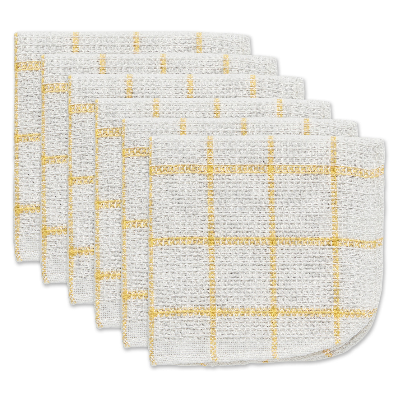 Set of 6 Yellow & White Scrubber Dish Cloth, 12