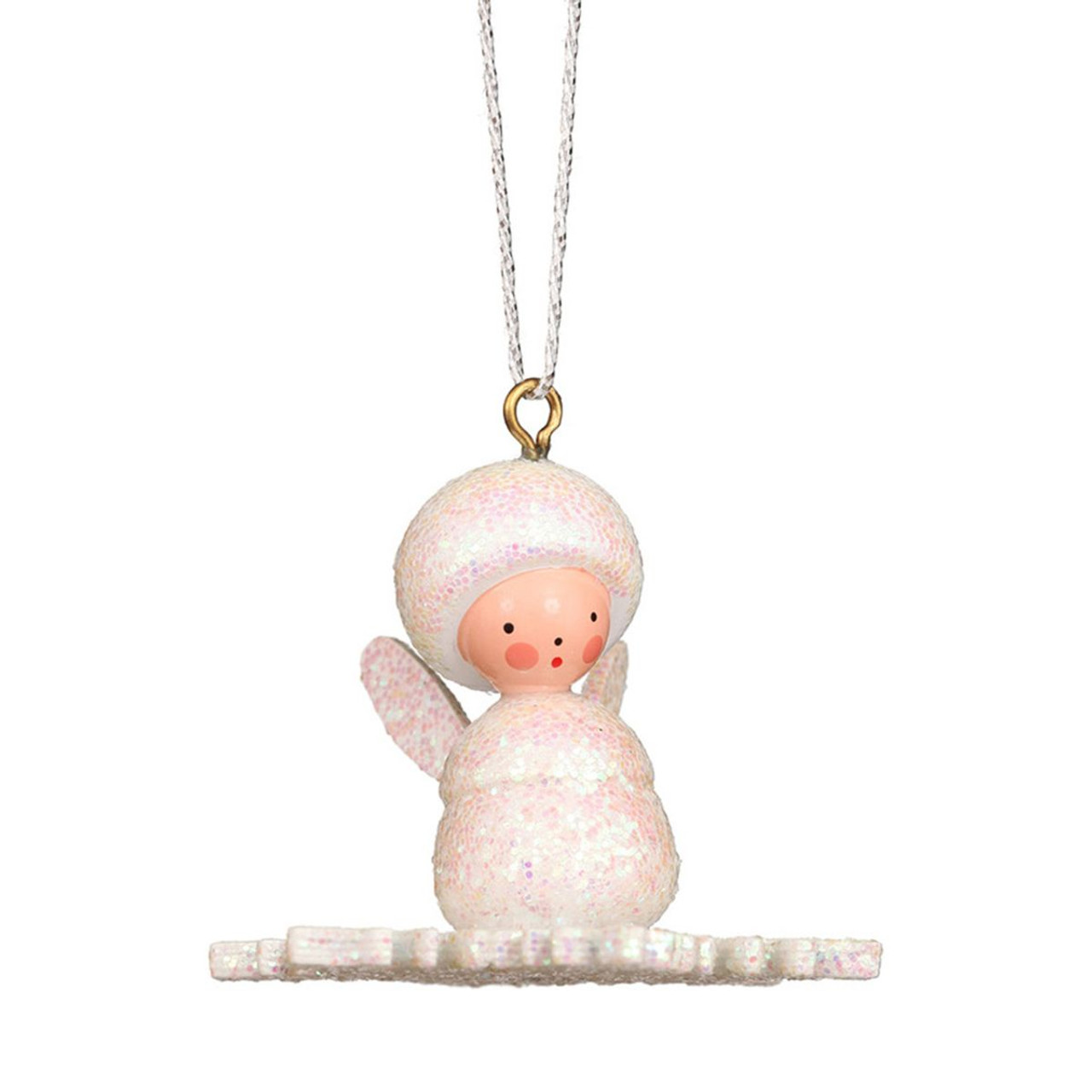 Angel Ornament ~ Holiday Decorations ~ Pink Tinsel, Beads, Jewel ~ 8 Inch