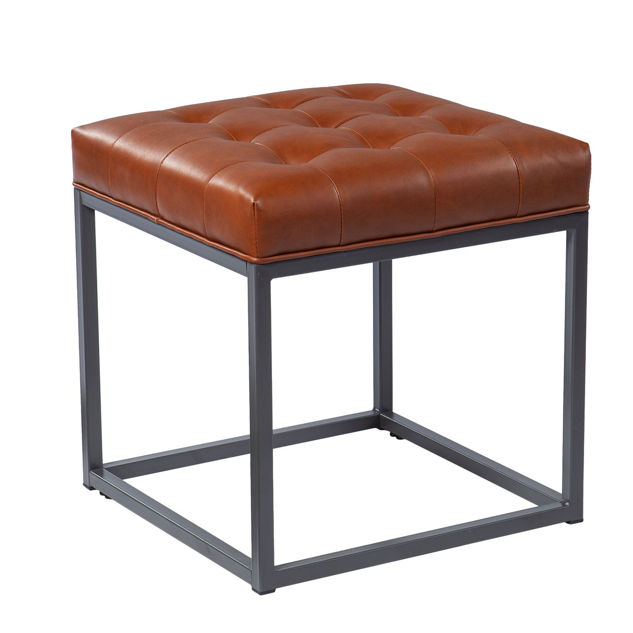 18.5" Brown & Gray Modern Style Square Upholstered Ottoman | Christmas Central