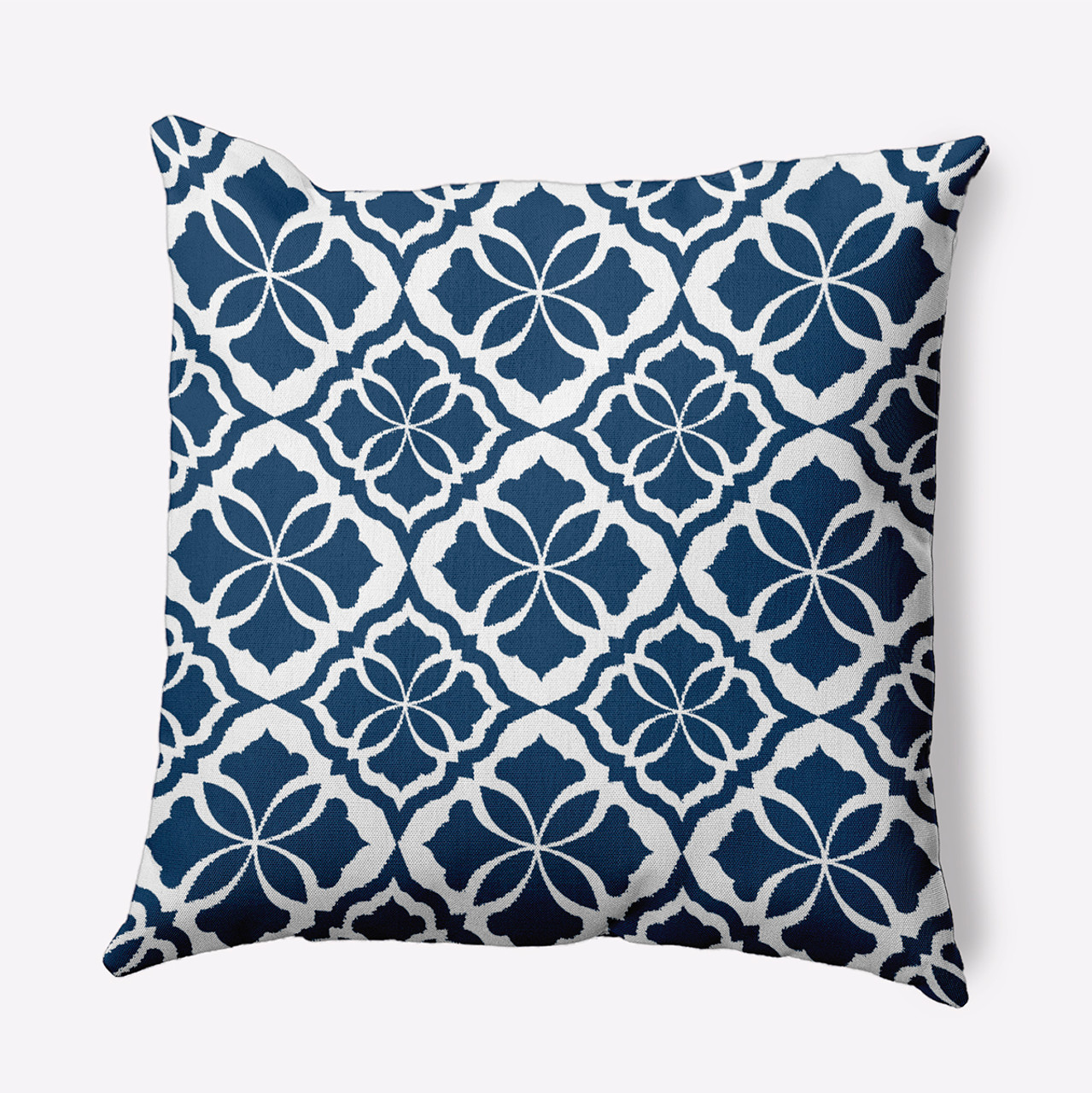 Decorative Square 18 x 18 Inch Throw Pillows Navy & White Moroccan