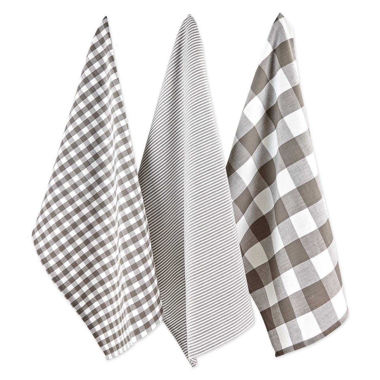 Set of 3 Assorted Gray & White Dish Towel, 30