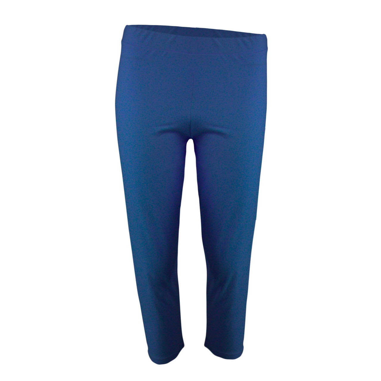 Daphne Blue Solid Women's Adult Knit Capri Leggings - 2XL