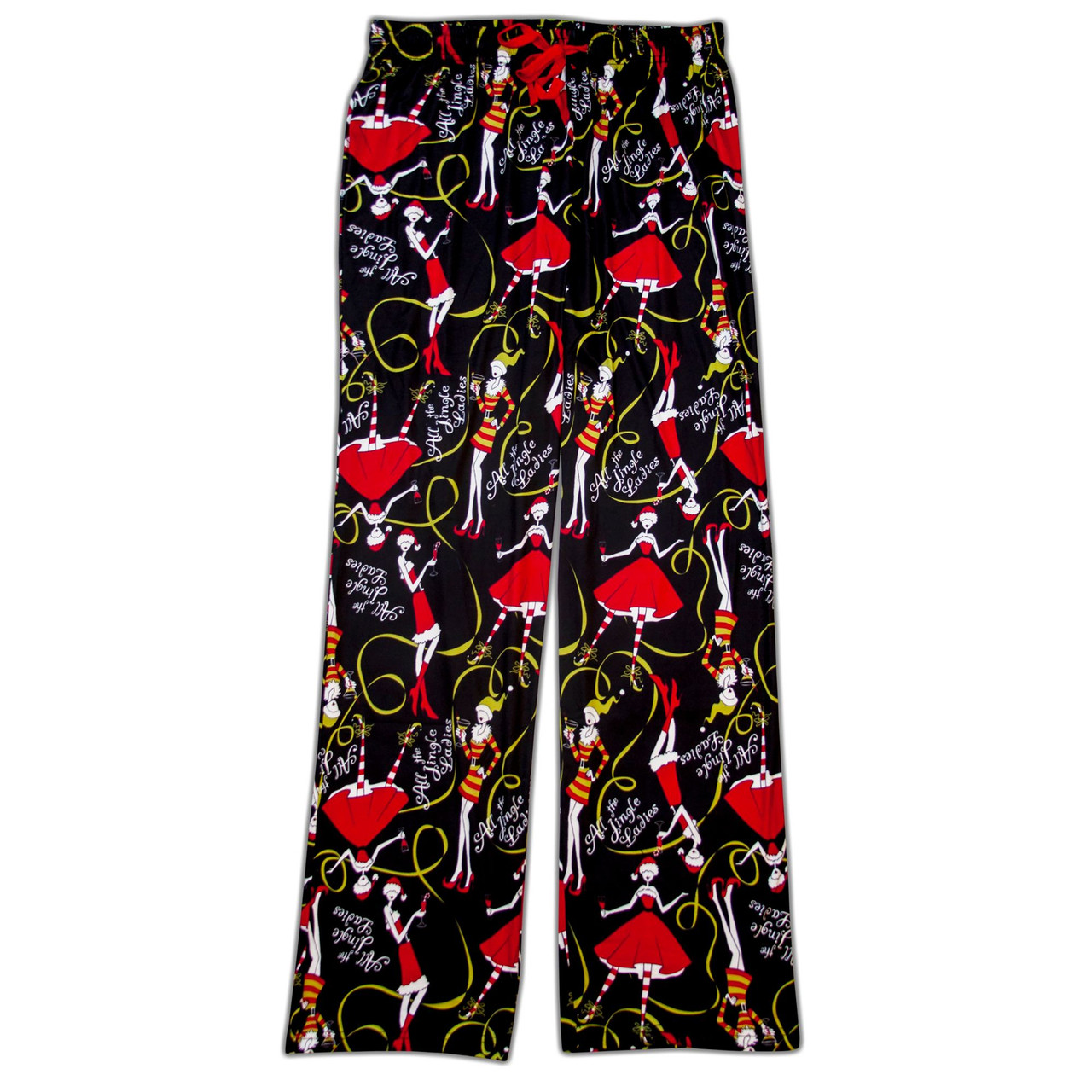 Black & Red Jingle Ladies Women's Adult Holiday Pajama Pant Black - Extra  Large