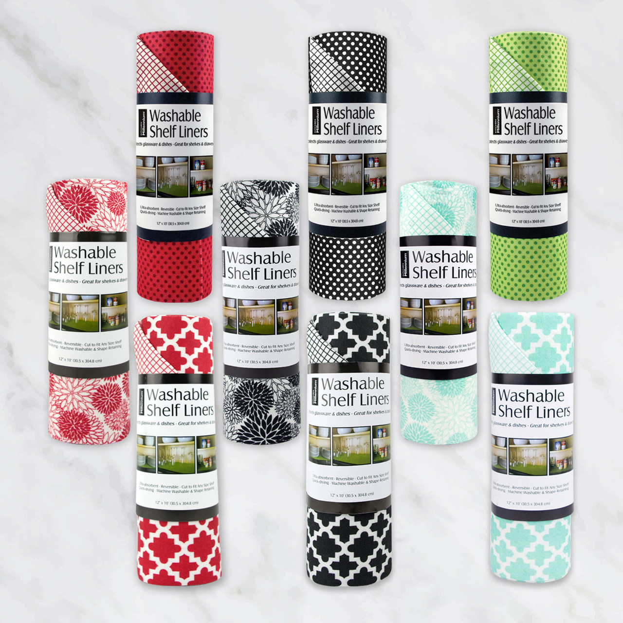 Set of 2 Black Dotted Washable Shelf Liner Rolls 120" Christmas Central