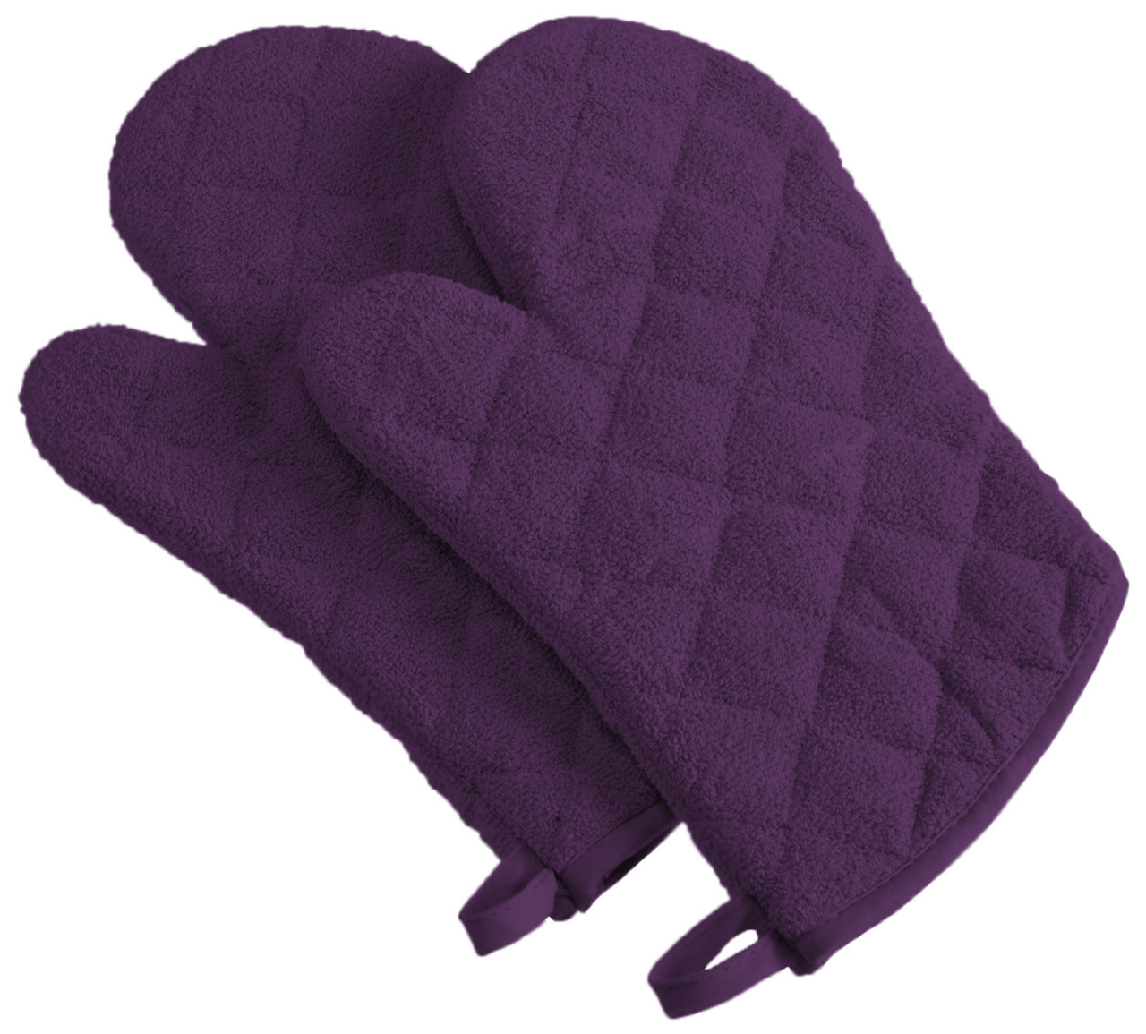 Set of 2 Purple Traditional Terry Oven Mitts 7 x 13