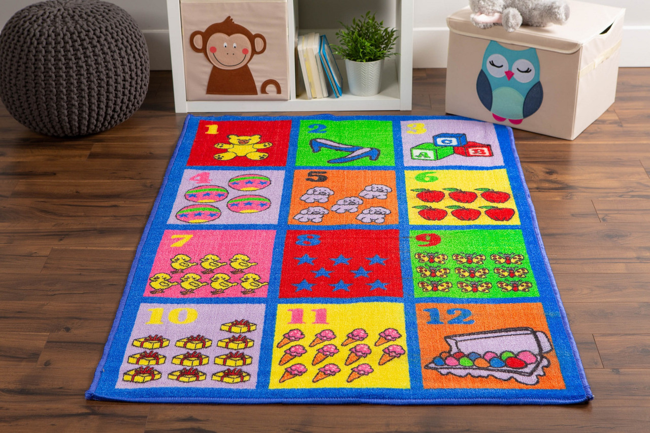 3' x 5' Blue, Red, & Pink Rectangular Home Essentials Children Rug