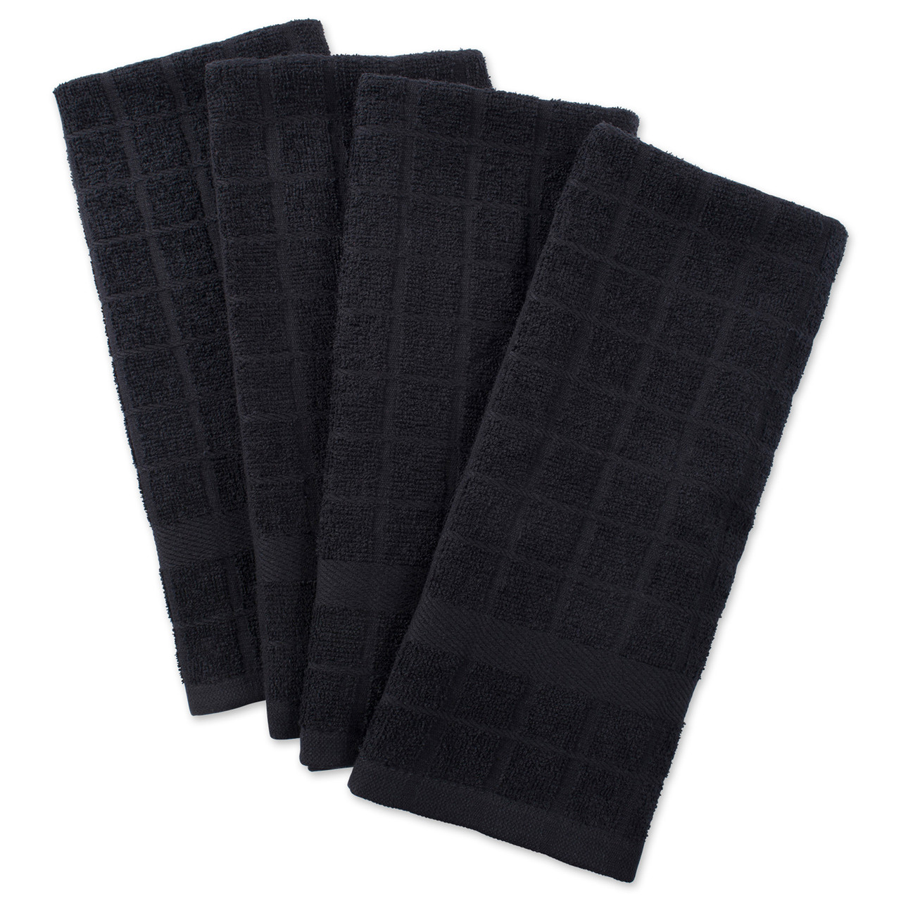 Set of 4 Solid Black Terry Dish Towel, 26
