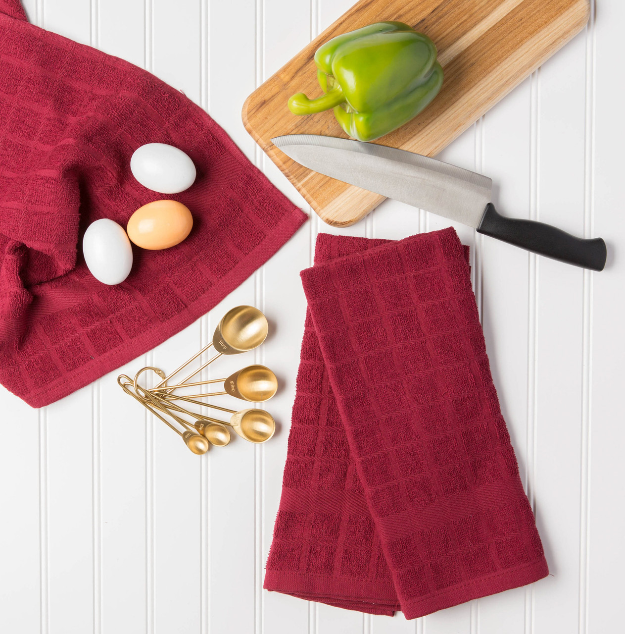 Set of 4 Solid Red Terry Dish Towel, 26