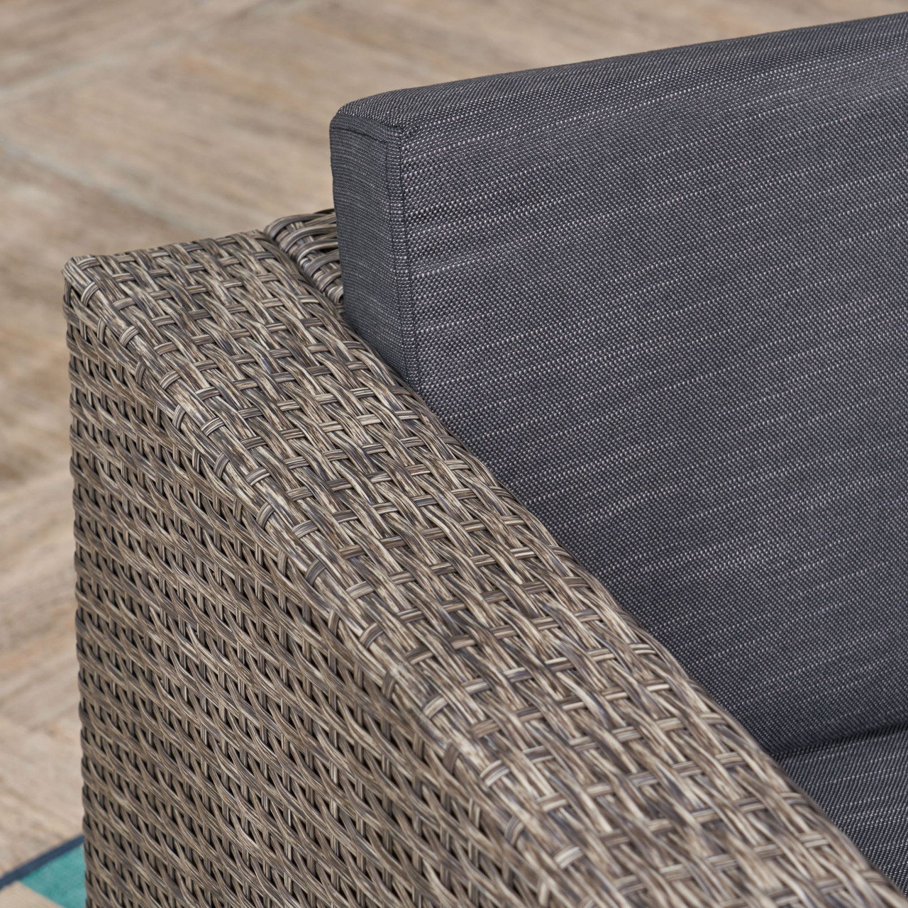 76.75" Black & Gray Contemporary Outdoor Patio Sofa with Cushions | Christmas Central