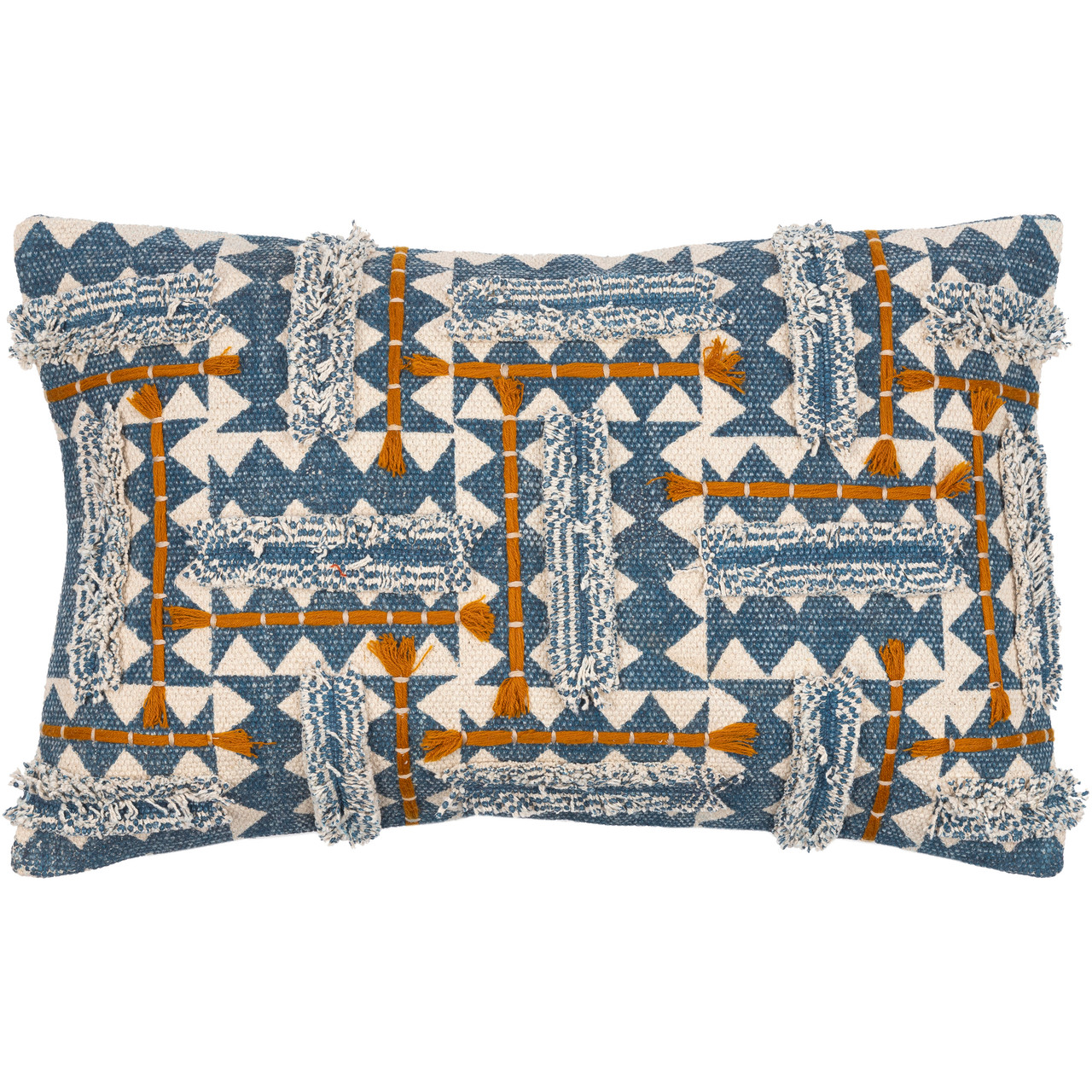 Ikat Dots 18 X 18 inch Cream and Dark Blue Throw Pillow