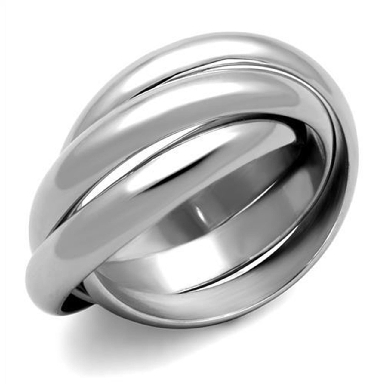 Female Stainless Steel Ring Black Stone