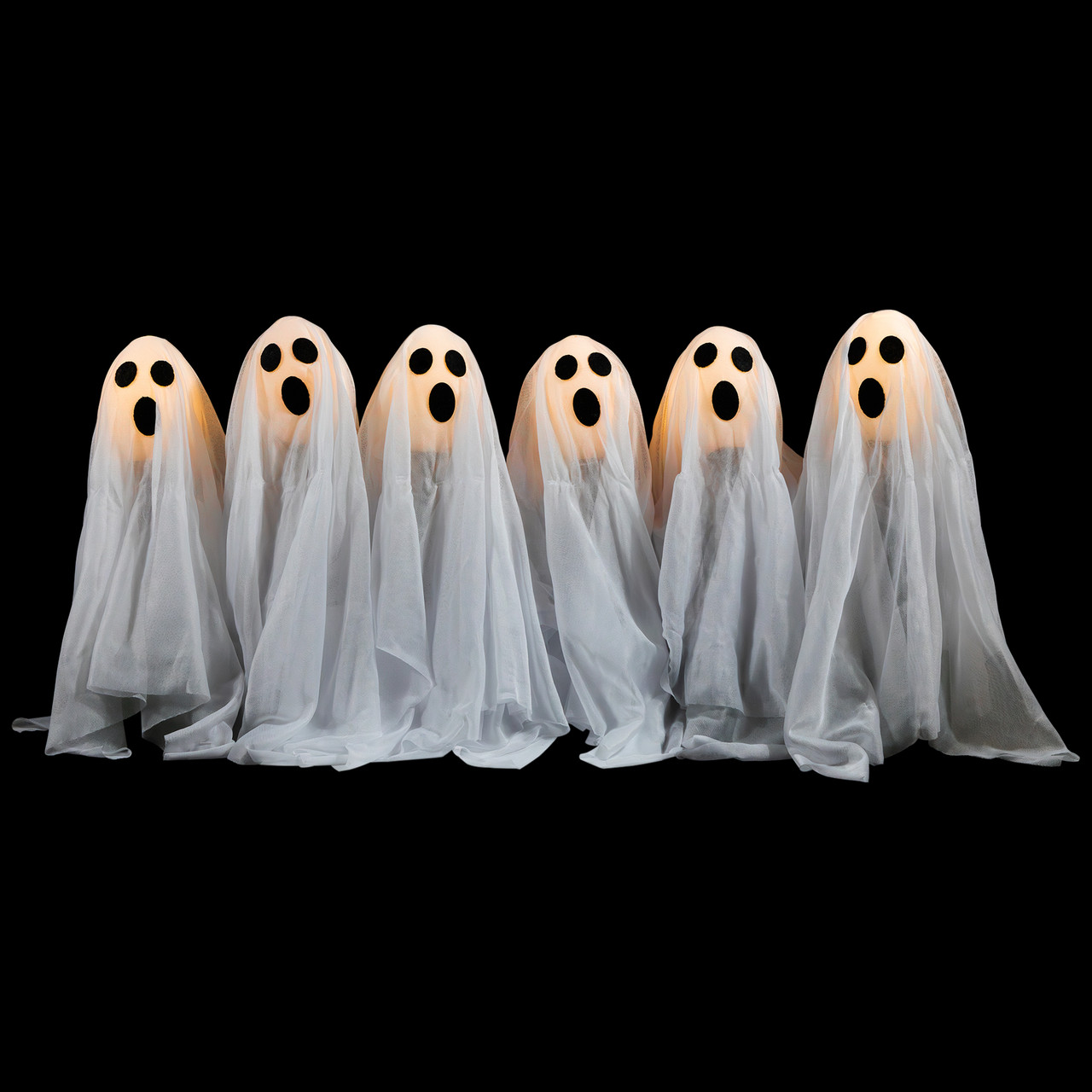 Set of 6 LED Lighted White Ghost Halloween Outdoor Pathway Markers 30 ...