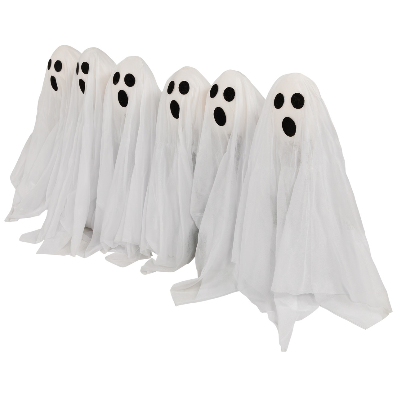 Set of 6 LED Lighted White Ghost Halloween Outdoor Pathway Markers 30 ...