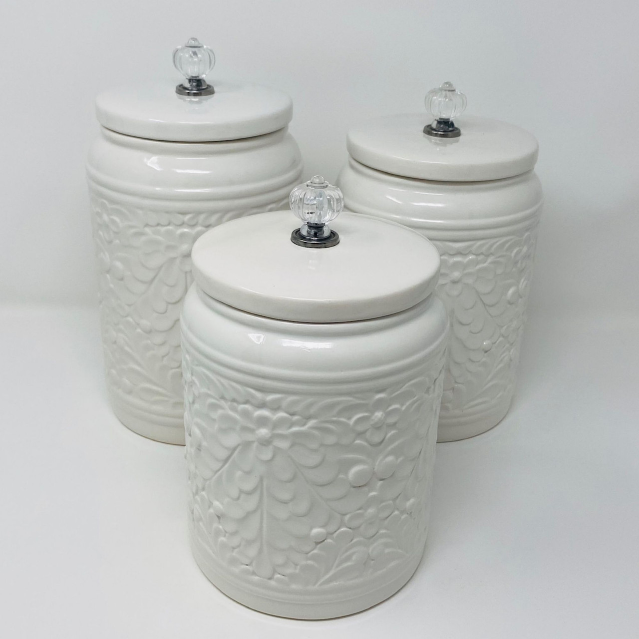 Three Christmas Storage Canisters with Lids