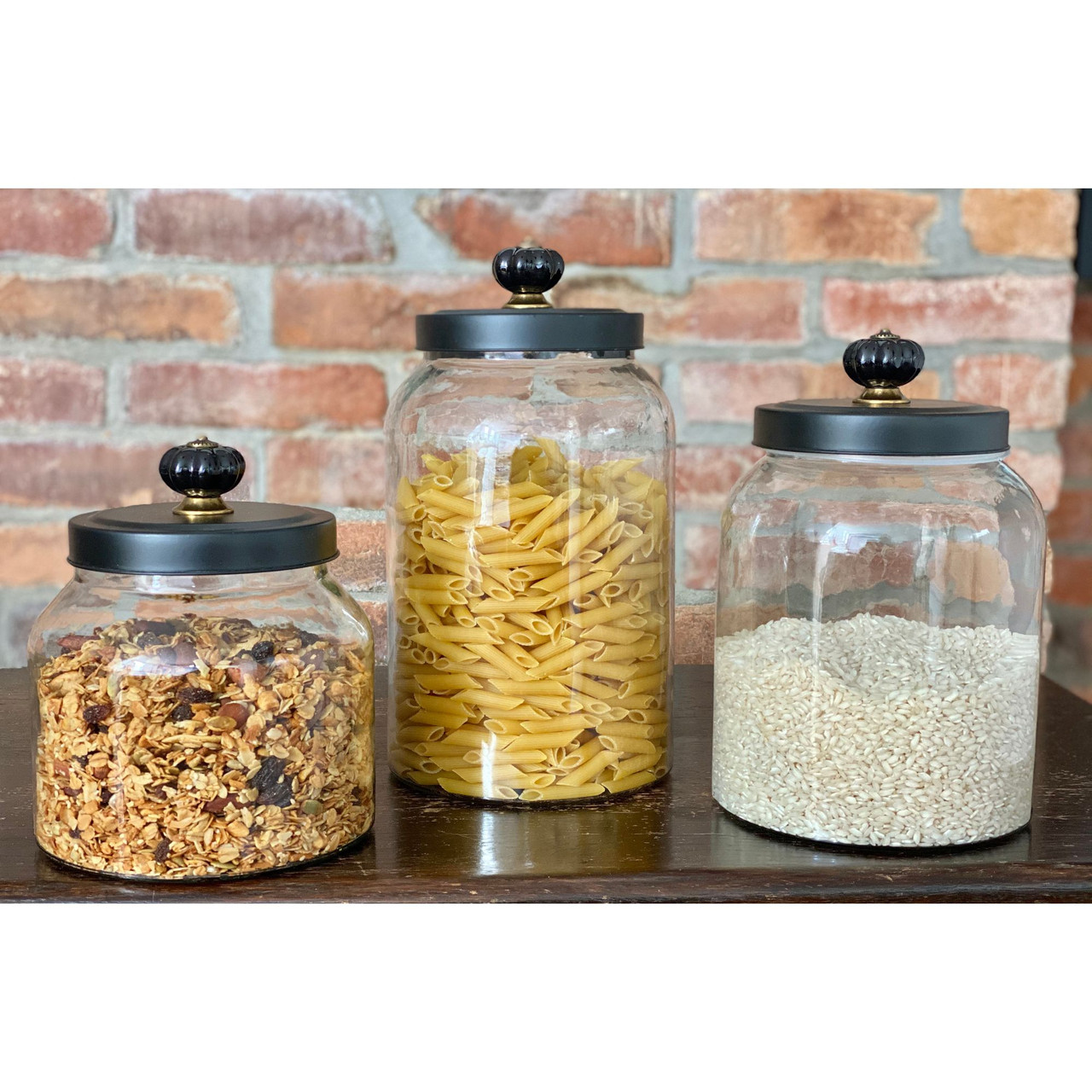 Glass Canisters w/ Lids (Set-3)