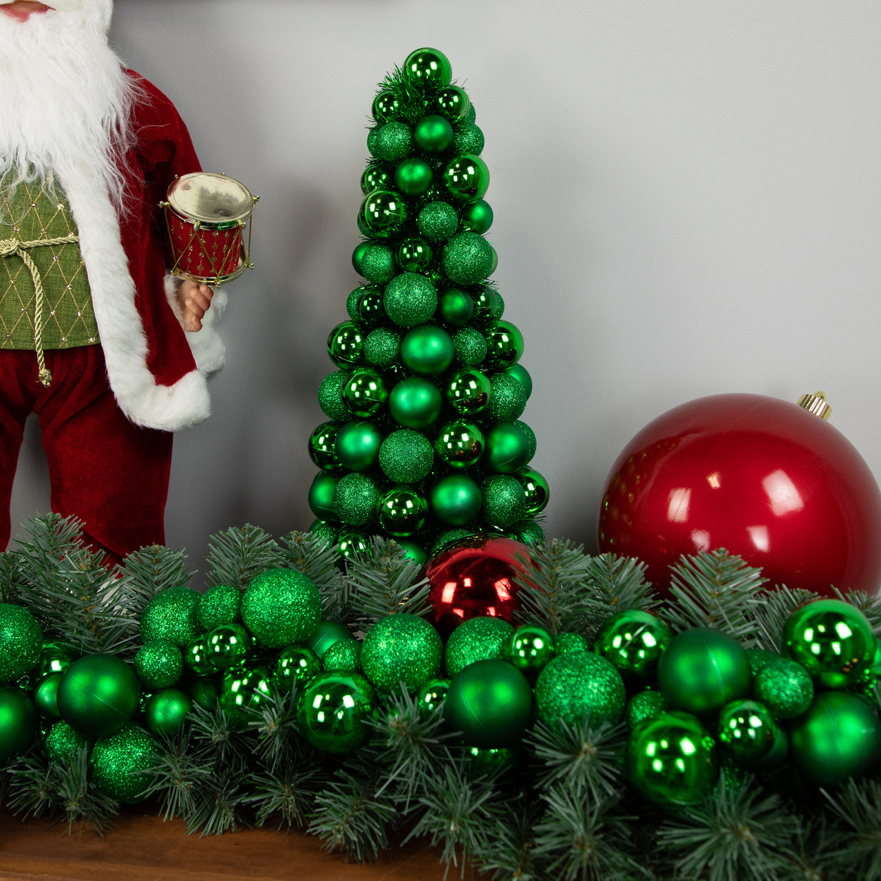 3-Finish Shatterproof Ball Christmas Tree with Tinsel - 15.75