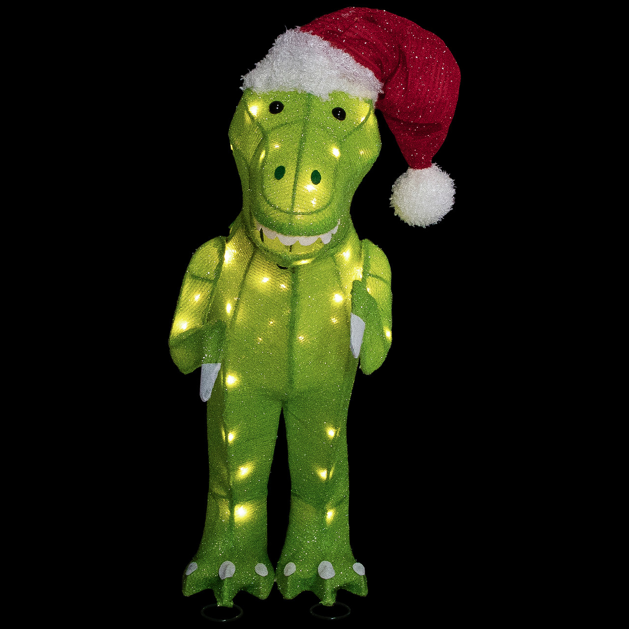 Northlight Tinsel Santa T-Rex Dinosaur Christmas Decoration - Thumbnail 2
