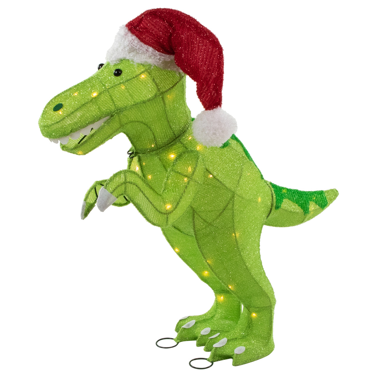 Northlight Tinsel Santa T-Rex Dinosaur Christmas Decoration - Thumbnail 4