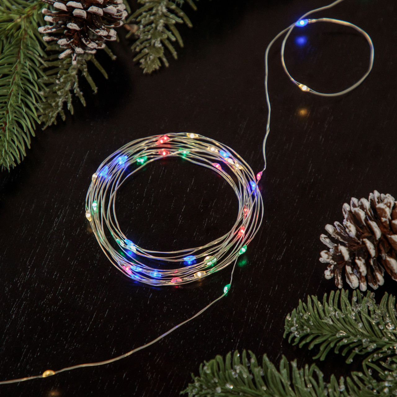 Real Living Multi-Color Frosted Mini Light Set on White Wire, 70-Count