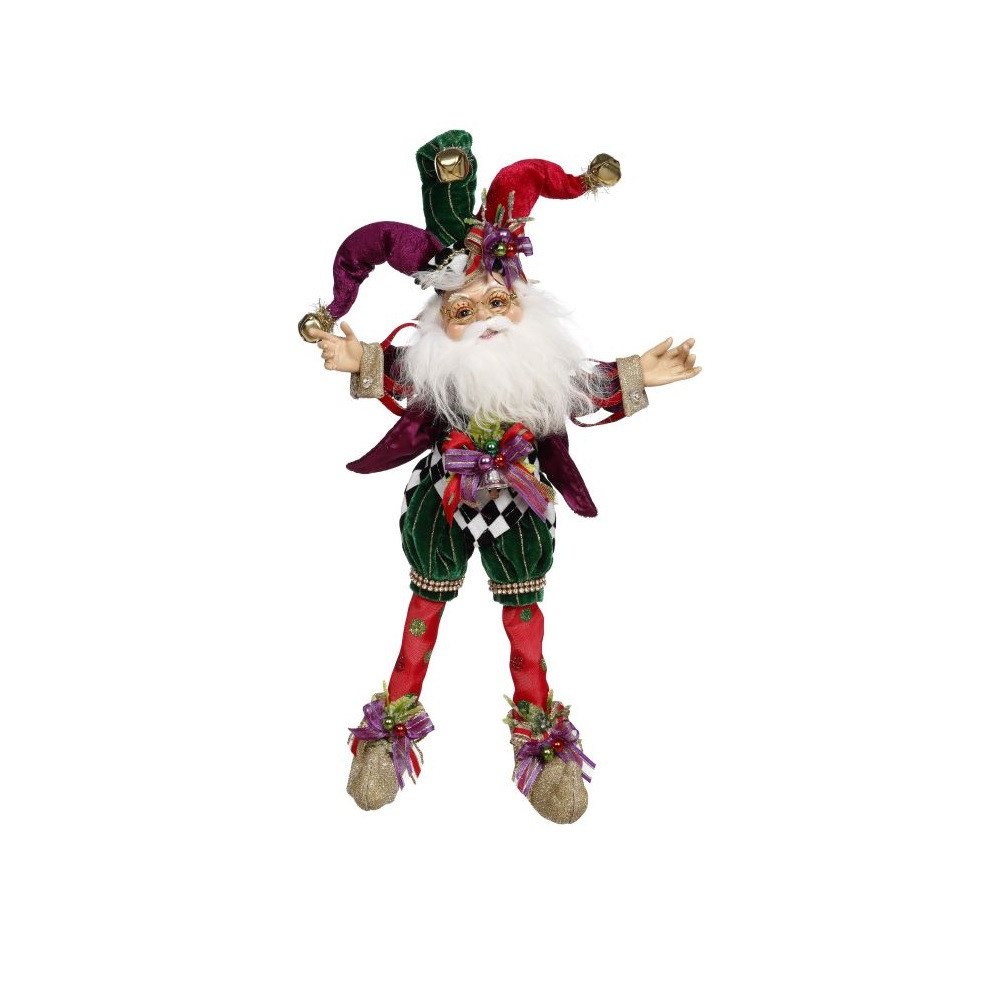 Figurine De Noël Mark Roberts - Lutin Serveur Assis (17.5 Pouces / 44 Cm), Rouge, En Polyester, Neuve