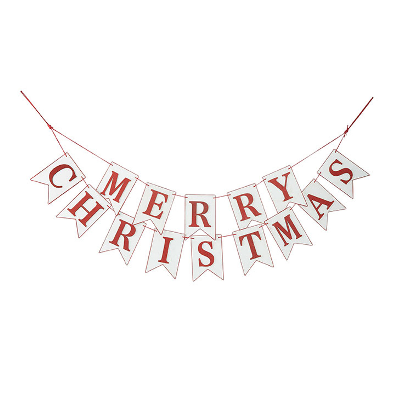 4' White & Red Merry Christmas Wood Banner Garland - Unlit | Christmas ...