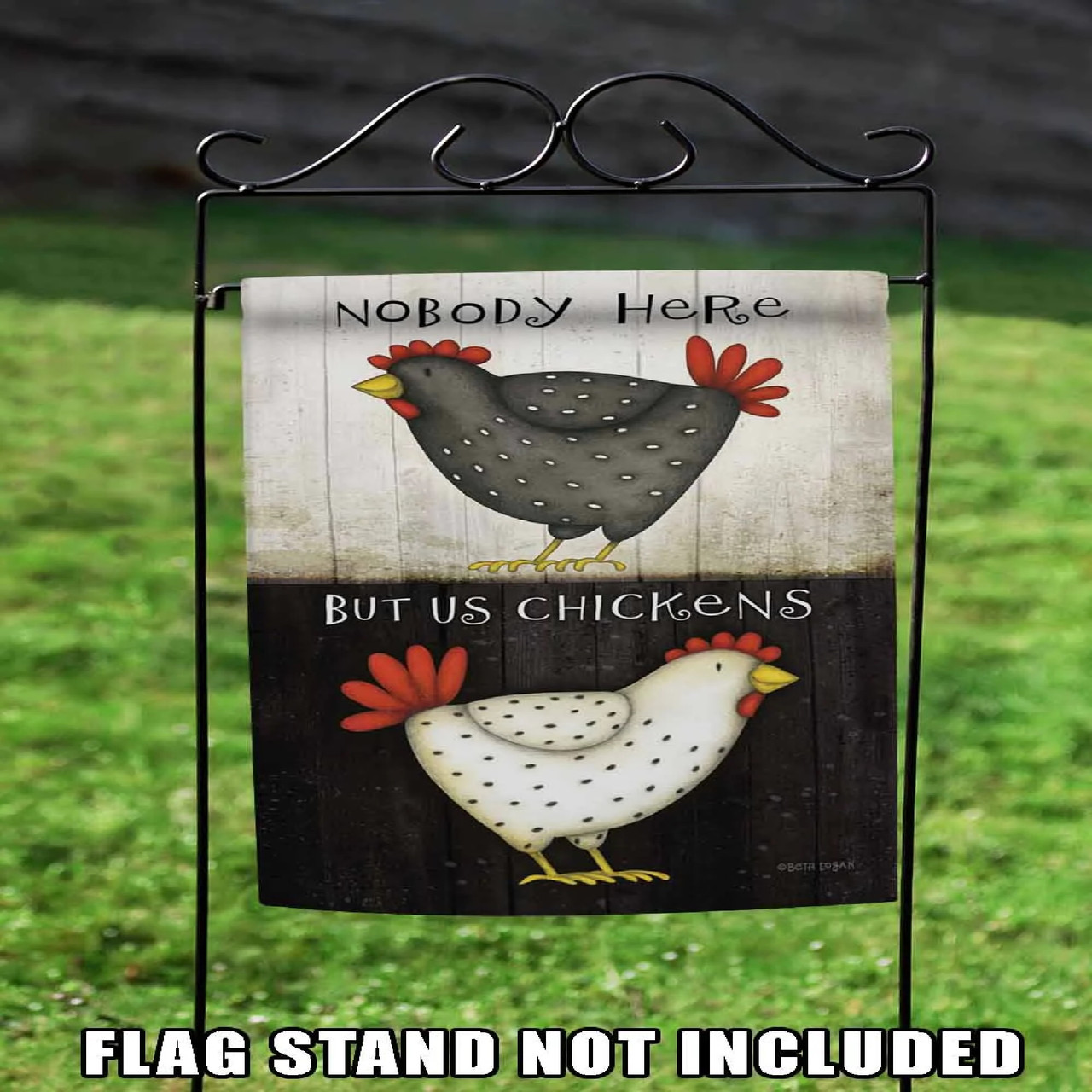 Targa Da Parete In Metallo Vintage 'Nobody Here But Us Chickens' 20x30 Cm - Decorazione Rustica Per Casa E Bar - 4