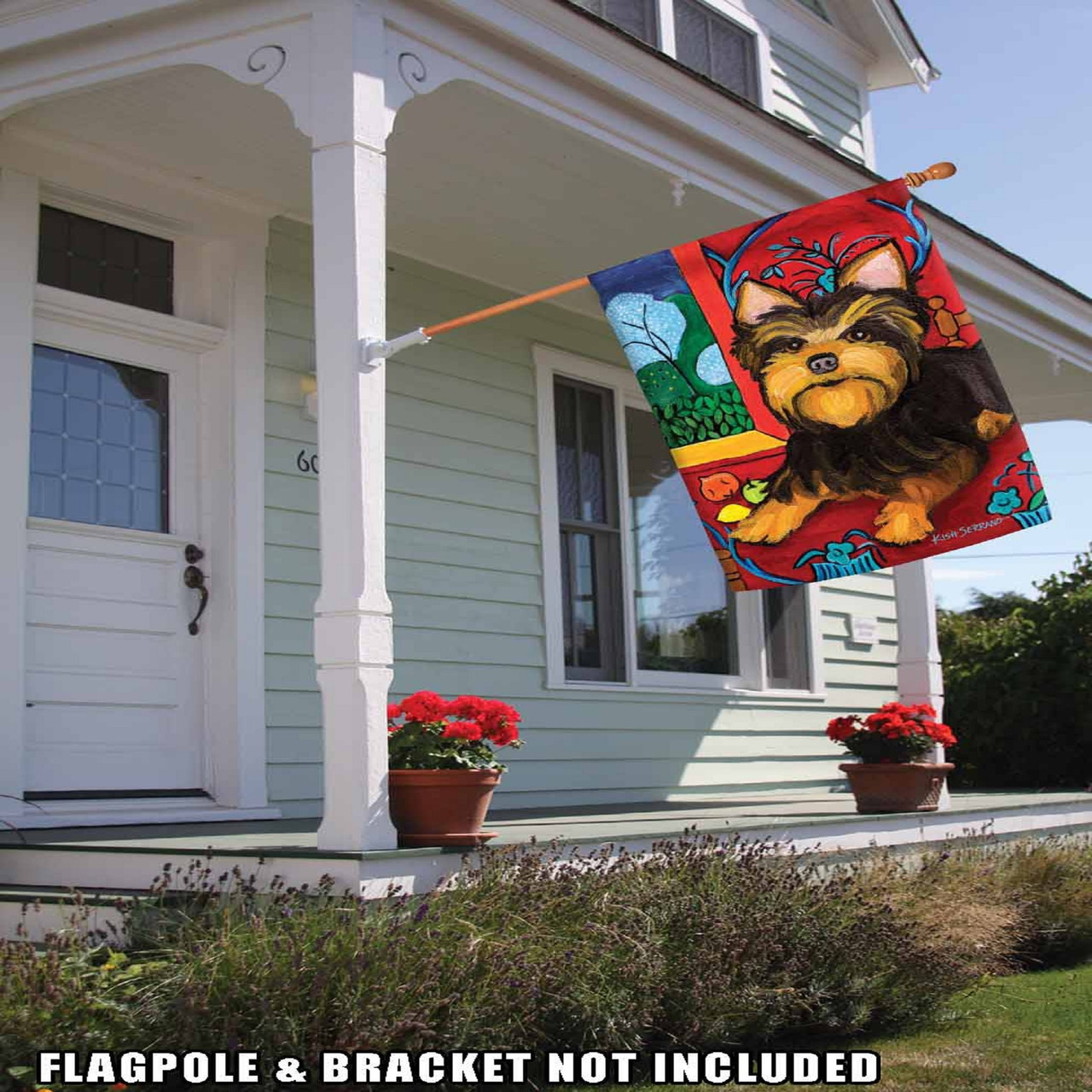 Toland Home Garden 102633 Bonnet Yorkie 28 X 40 Pulgadas, Bandera Decorativa Para Casa Producida En Estados Unidos