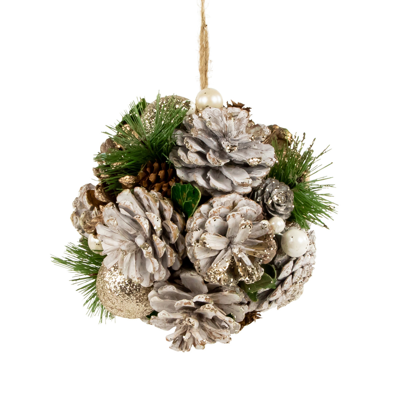 Northlight 6 Green Felt Pine Cone with Berries Christmas Ornament