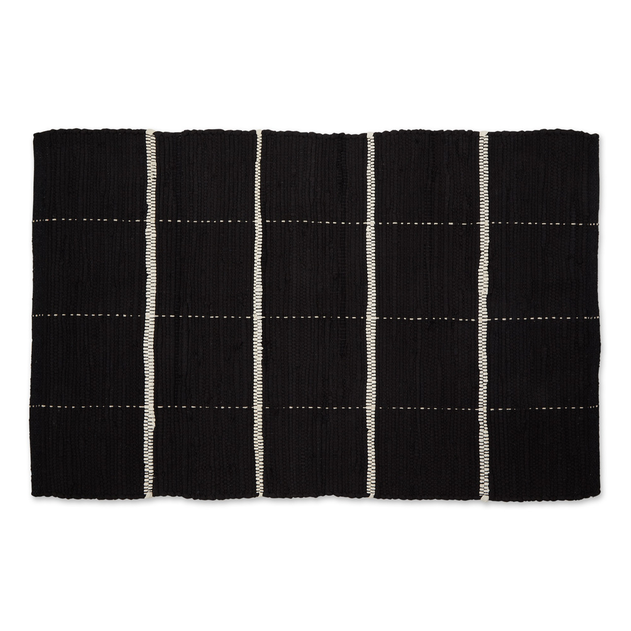 26" x 40" Black & White Farmhouse Check Rectangular Area Throw Rug