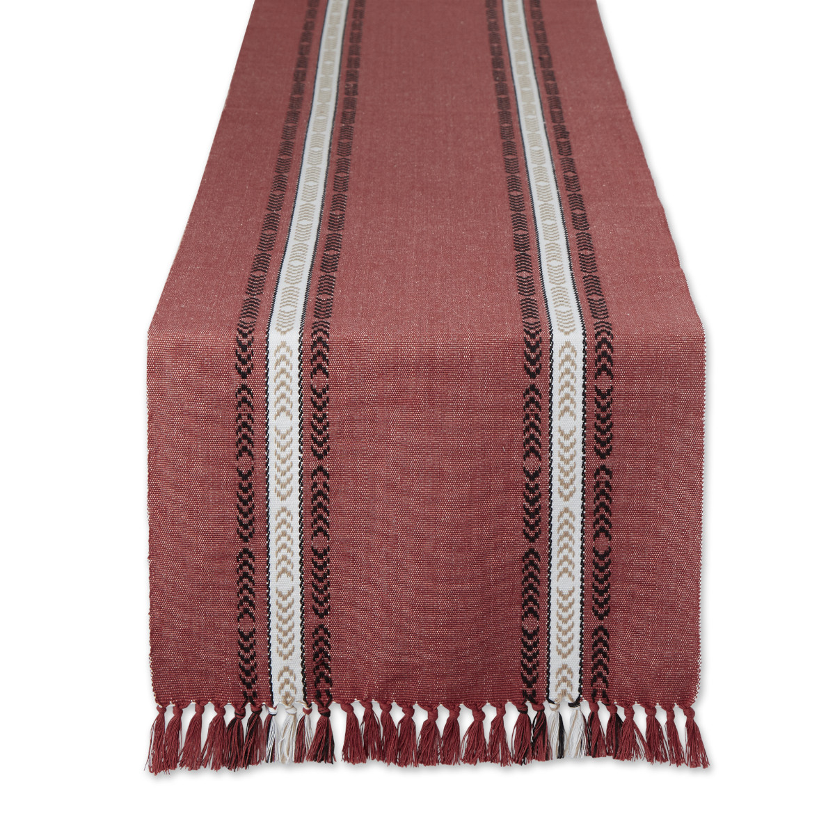 Dobby Striped Fringe Ribbed Table Runner