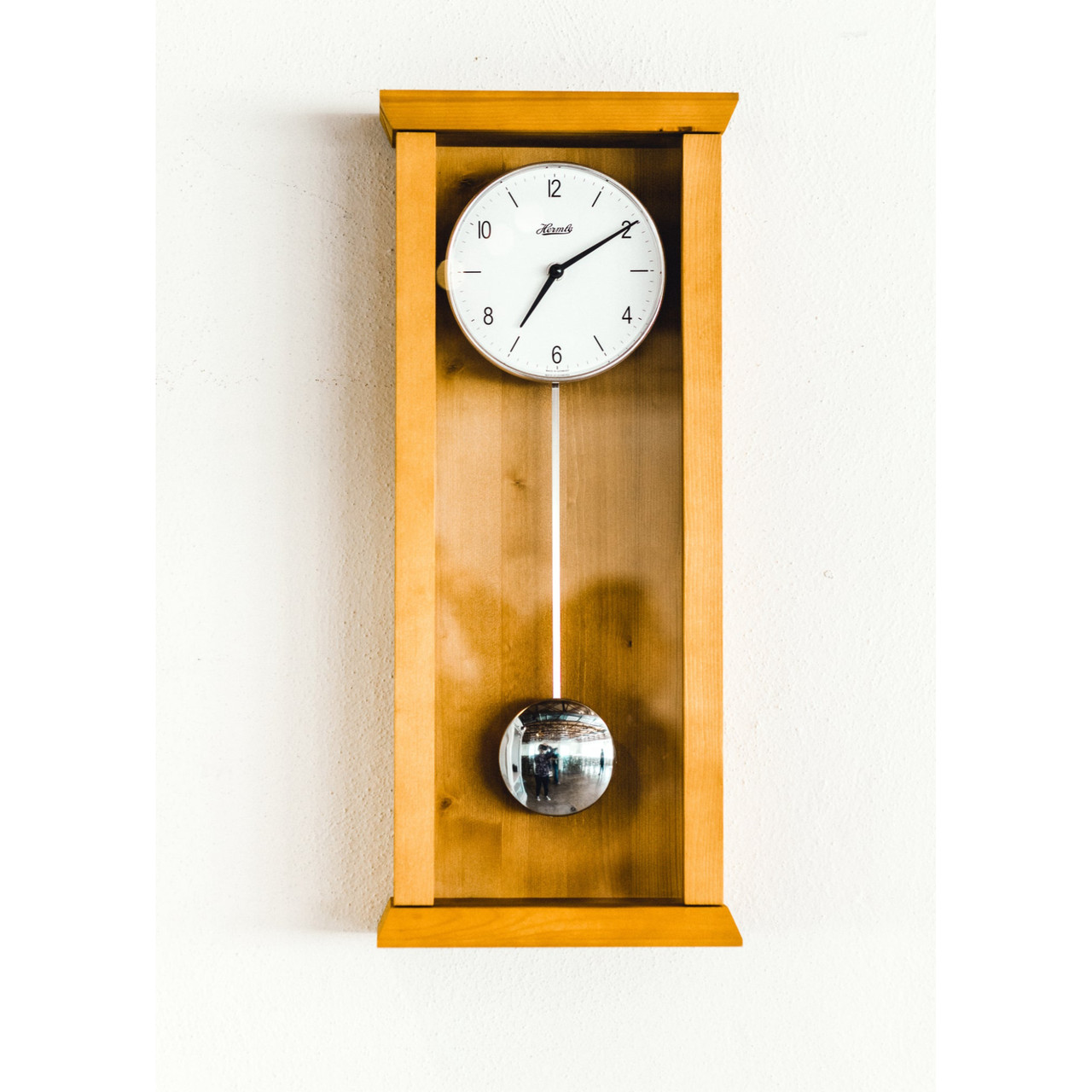 22.5" Mustard Yellow & White Rectangular Pendulum Wall Clock
