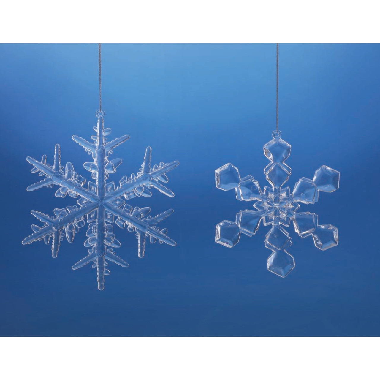 12ct Clear Faceted Snowflake Ornaments 6.5