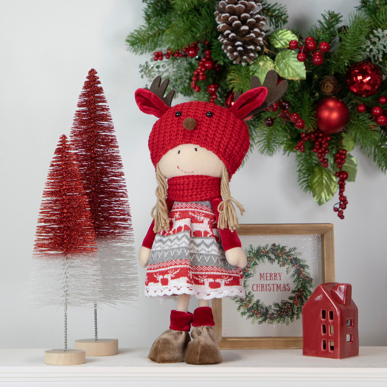 Nordic Girl with Moose Antler Hat Christmas Figure 17