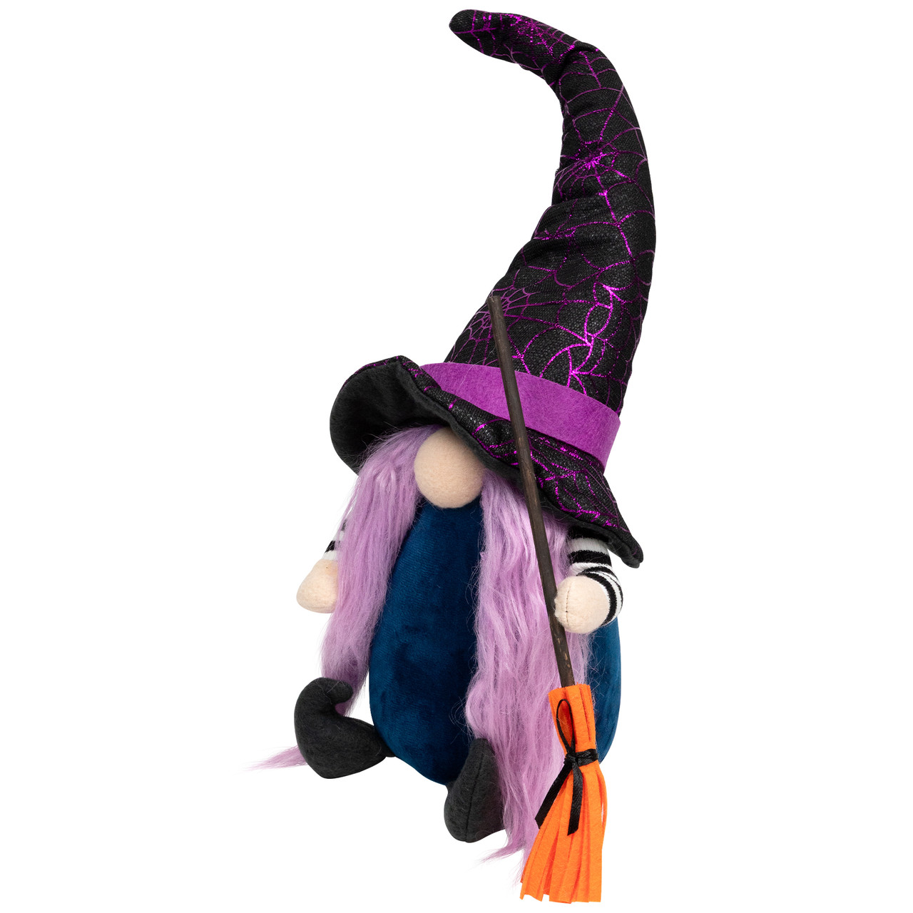 Gnome Witch with Broom and Pointy Hat Halloween Figure - Thumbnail 5