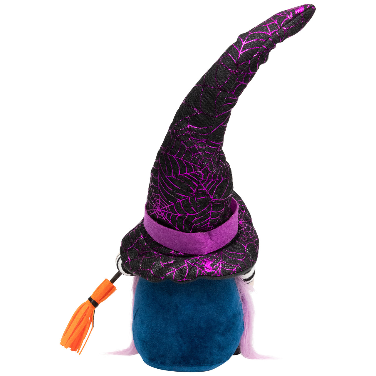 Gnome Witch with Broom and Pointy Hat Halloween Figure - Thumbnail 3