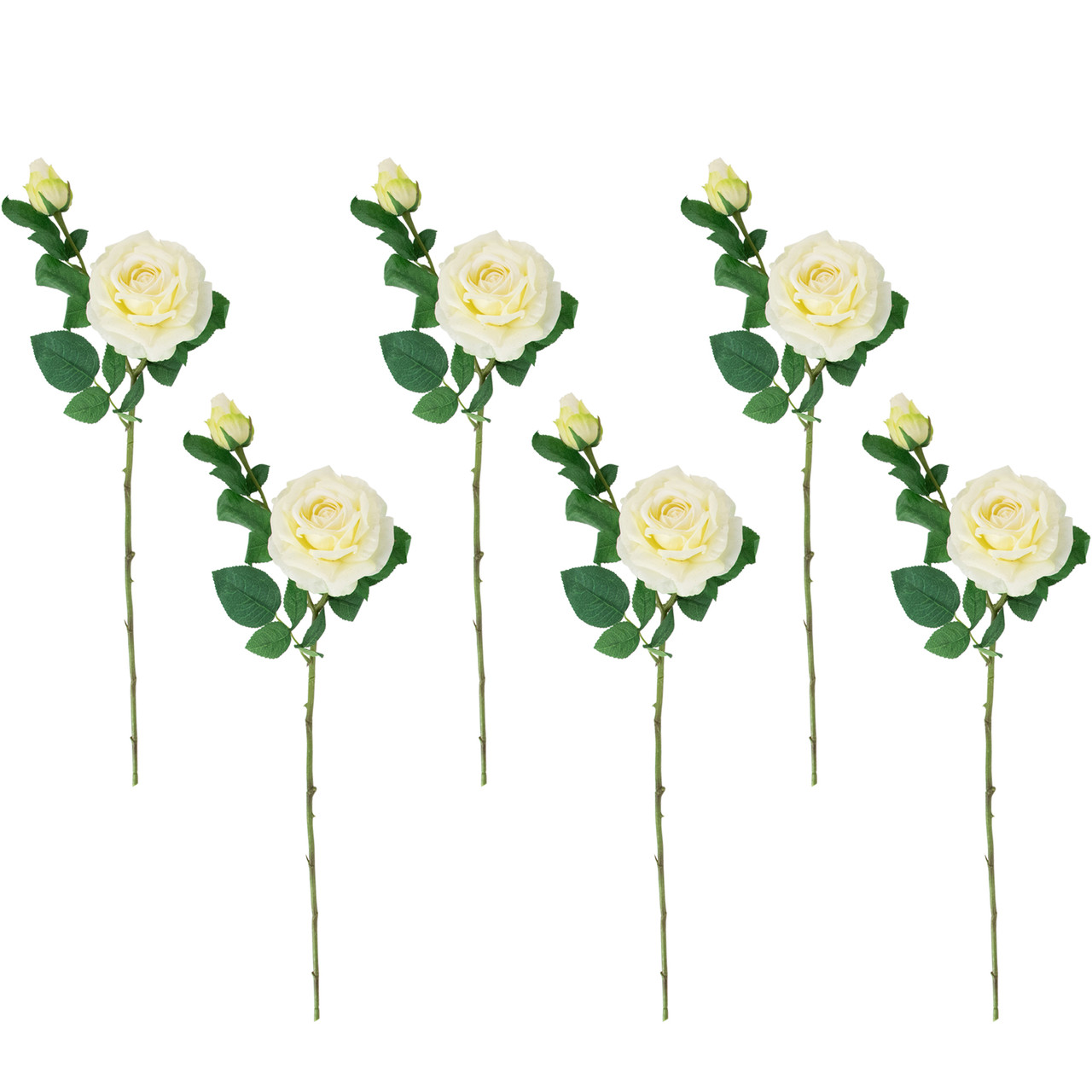 Real Touch™ White Artificial Rose Stems, Set of 6 - 26