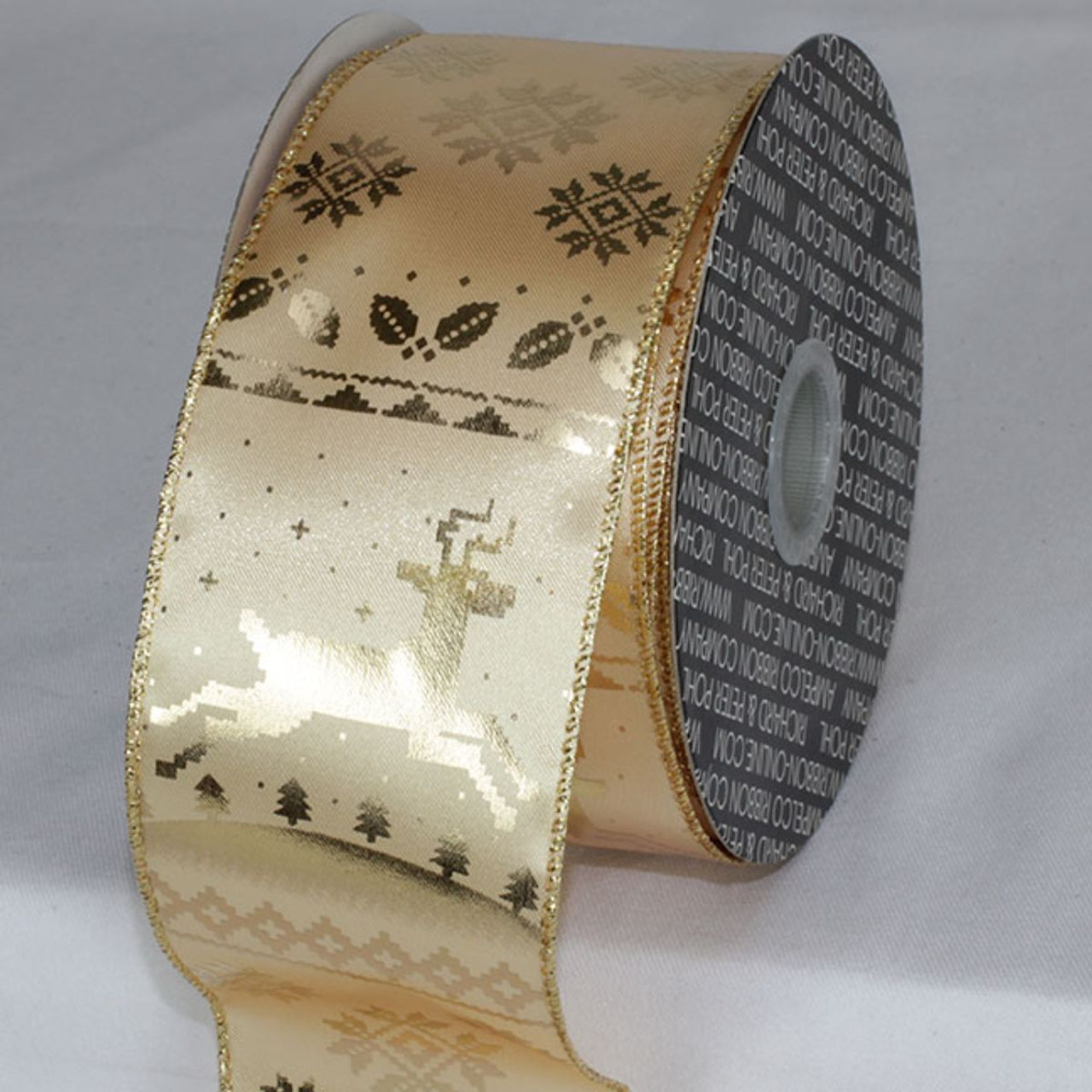 Ribbon Traditions 2 1/2 Wired Glitter Ribbon Yellow Gold - 25