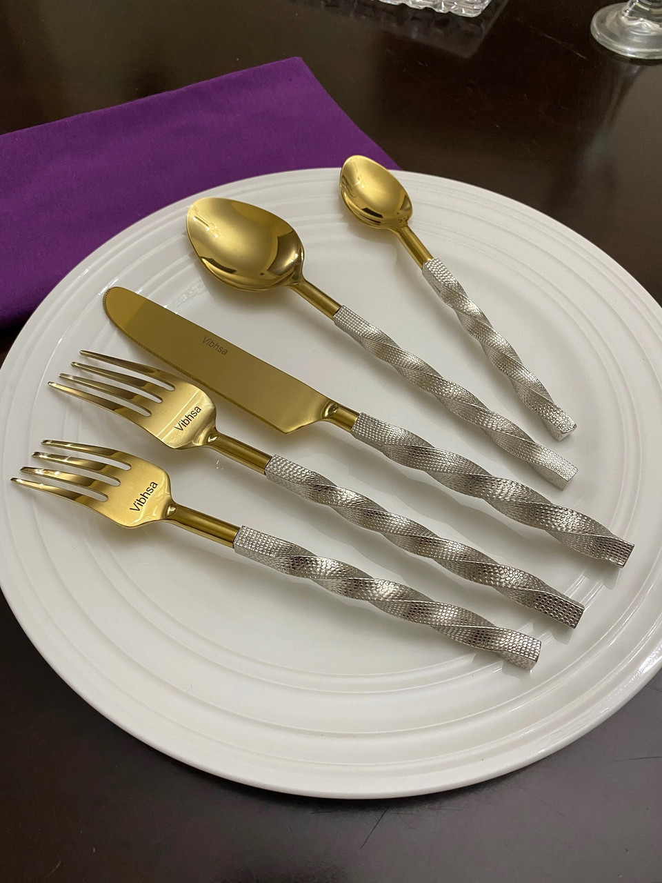 Brass/Gold Cooking Utensils Set for Modern Cooking and Serving - 5 PC  Dishwasher Safe Stainless Steel Gold Utensils Set - Serving Spoon, Ladle 