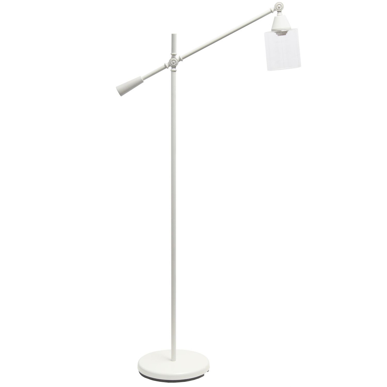 56" White Swing Arm Floor Lamp with Cylindrical Shade | Christmas Central