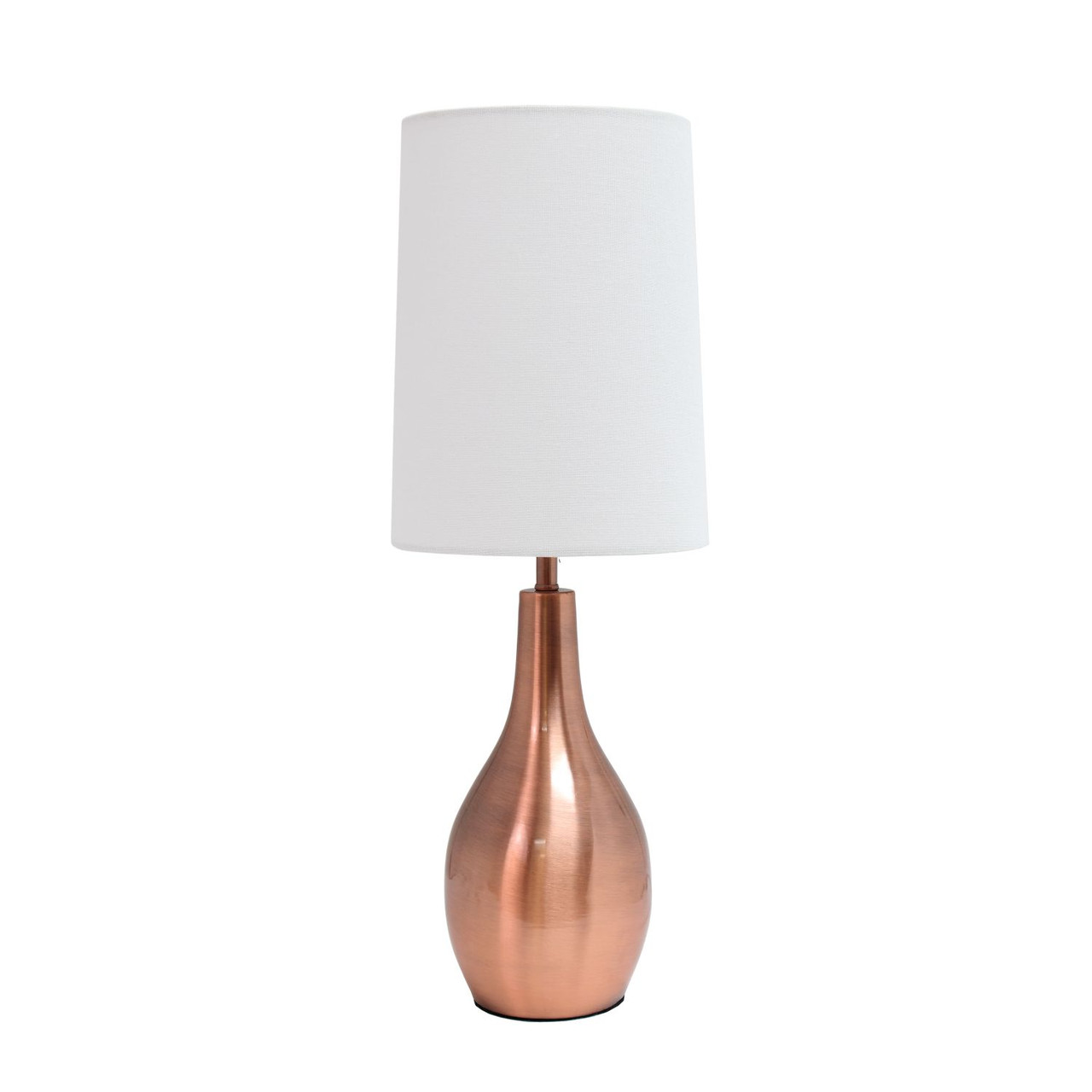 Teardrop Table Lamp with Drum Shade Rose Gold White