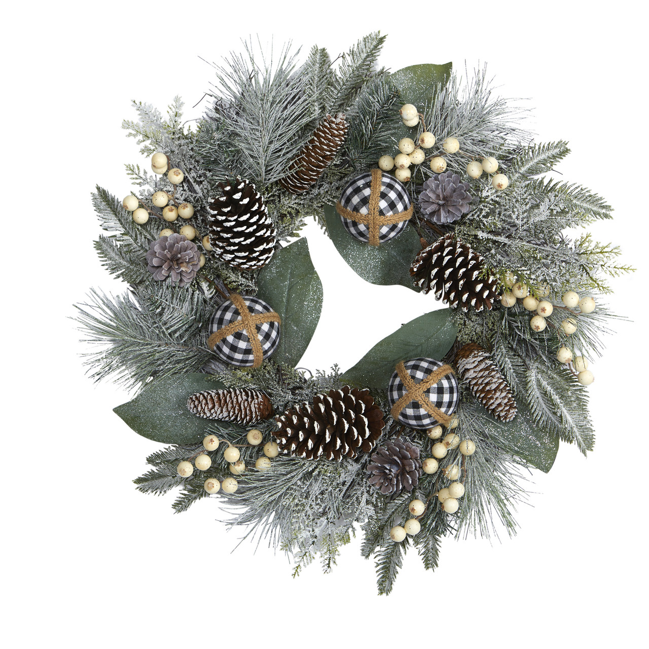 1 Set Artificial Pine Branches With Red Berries, Pine Cones, Snowflakes,  Ideal For Christmas Decoration & House Ornamentation