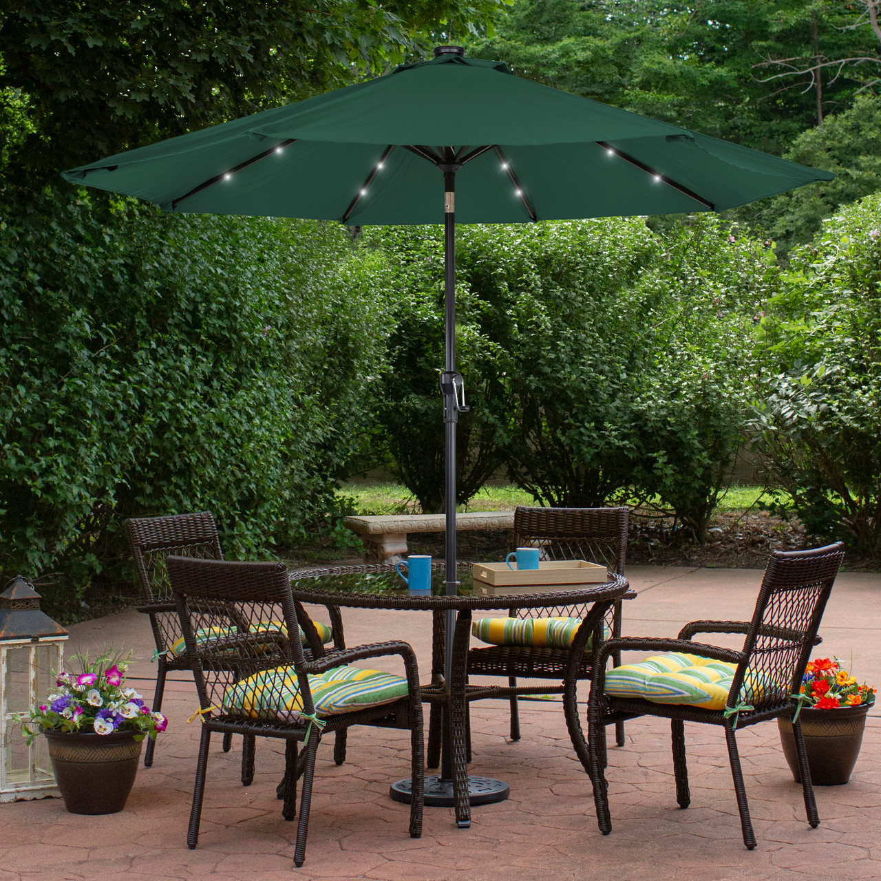 commercial mesh patio umbrella 11 Foot Aluminum Pulley Lift Octagon Market Umbrella by Galtech