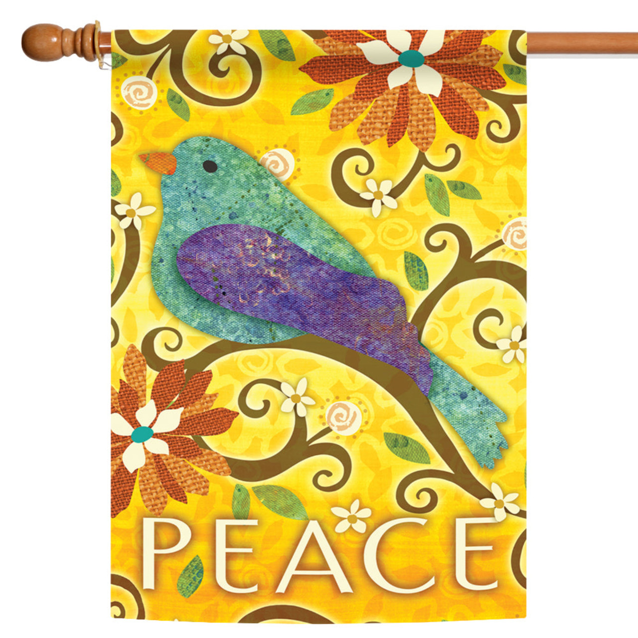 Yellow & Green Bird Of Peace Outdoor House Flag 28