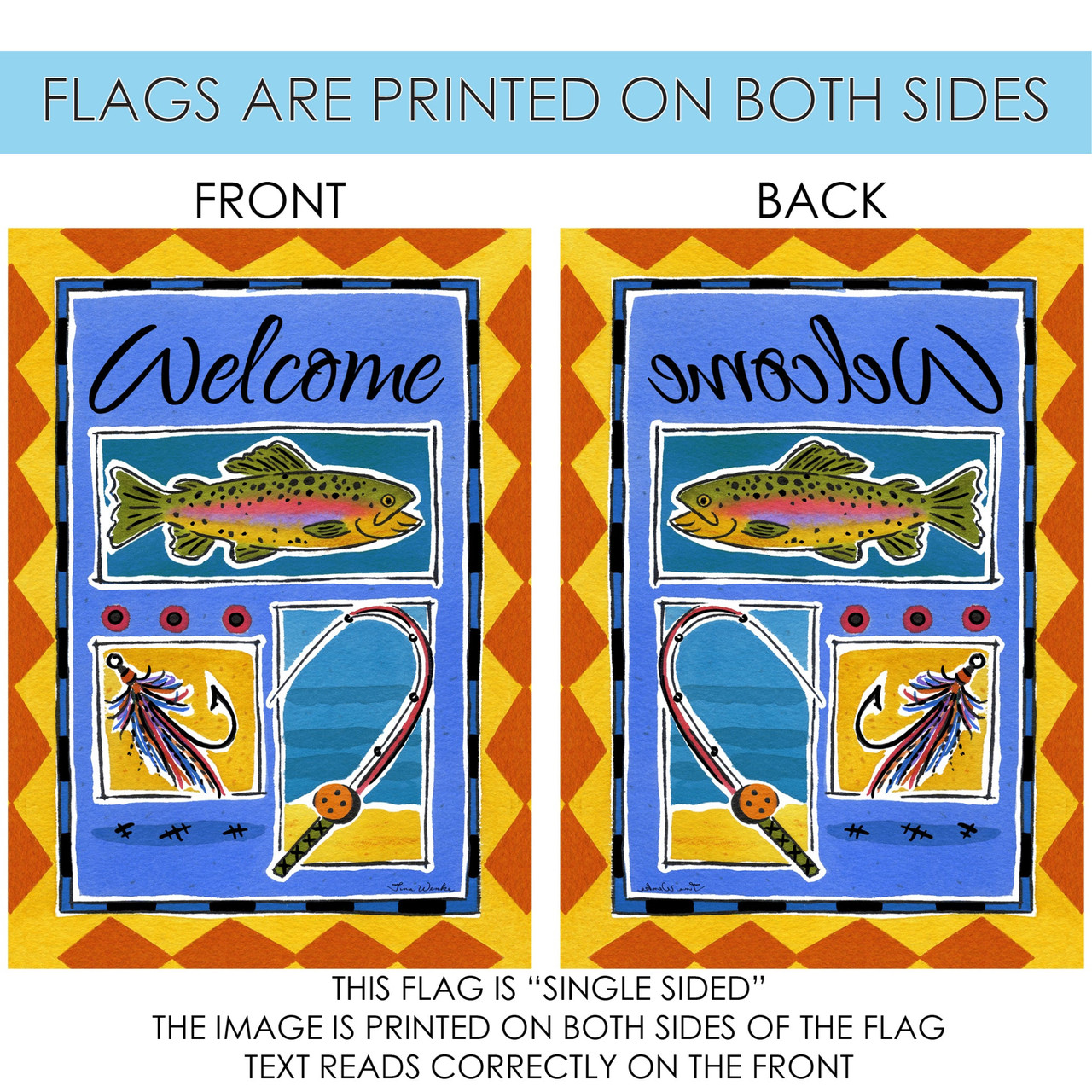 Rainbow Trout Outdoor House Flag 40" x 28" Christmas Central