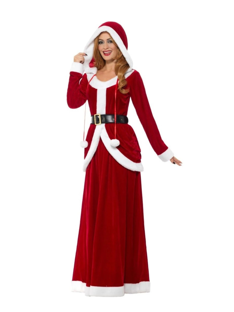 44" Red and White Miss Santa Claus Women Adult Christmas Costume - Small