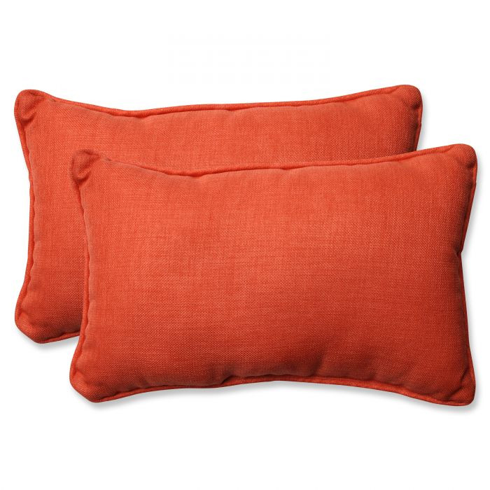 Solid Corded Rectangular Throw Pillows Orange Set of