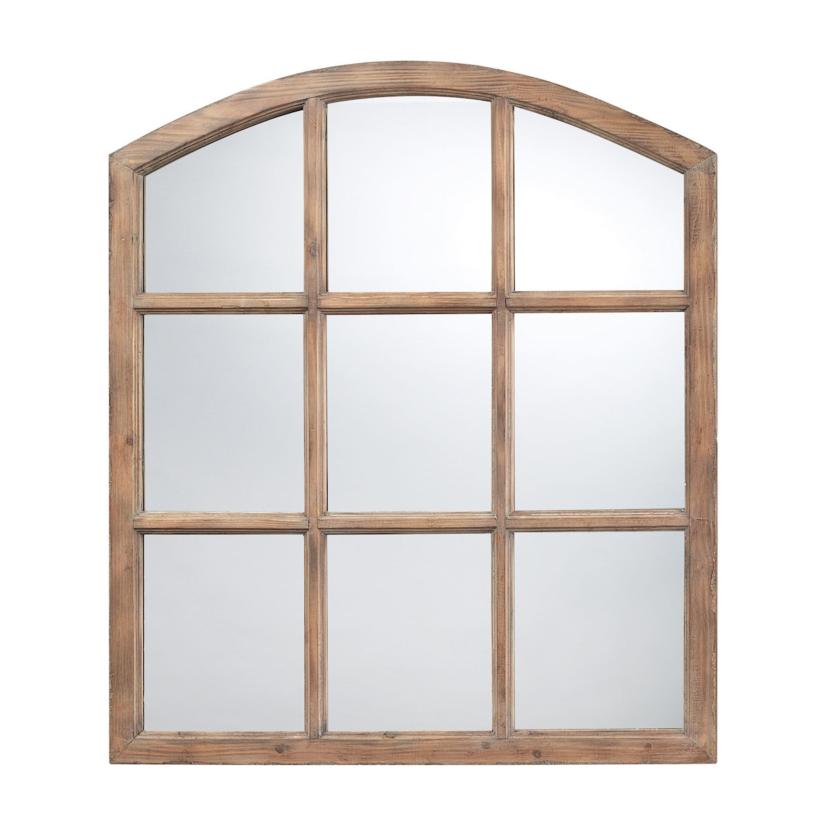 37" Natural Oak Window Shaped Wall Mirror | Christmas Central